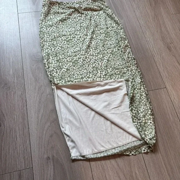 Milumia Women's Floral Print High Waist Skirt High Side Split Boho Small green - Picture 5 of 10